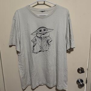 Star Wars Grogu (Baby Yoda) Plain White T-Shirt size: XL